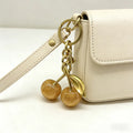 Gold Cherry Bag Charm Keychain | Sparkling Pendant Decoration for Handbags & Totes