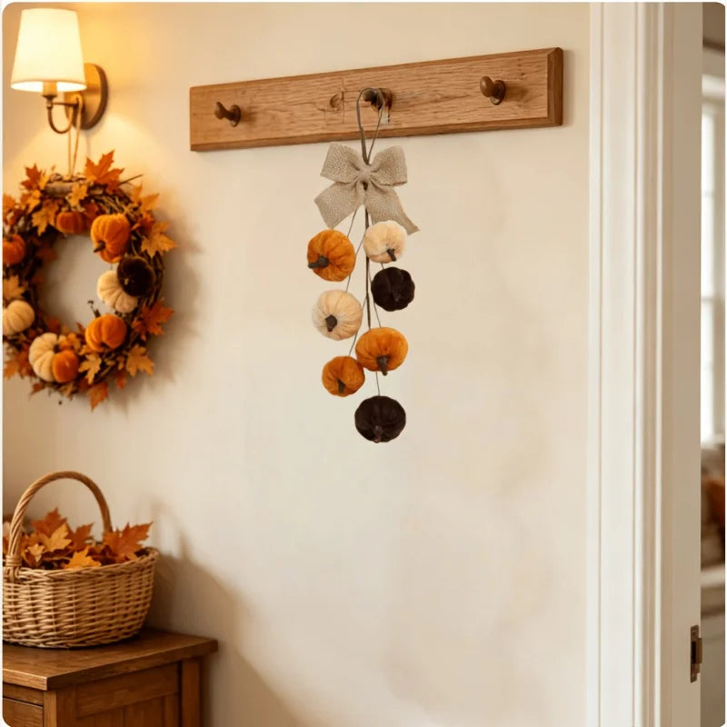 Velvet Pumpkin Bow Wall Hanging — Handmade Halloween & Fall Décor