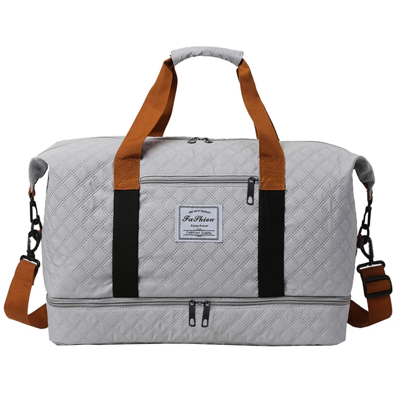 Quilted Travel Duffle Bag | 4 Colors | Wet & Dry Compartment