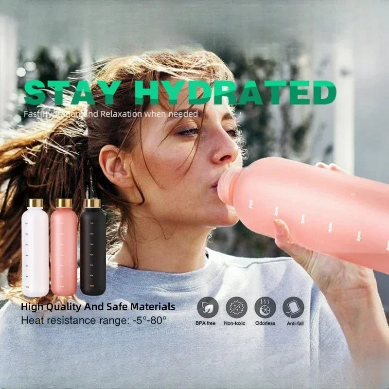 1L Time-Marker Water Bottle | Matte & Two-Tone Colors