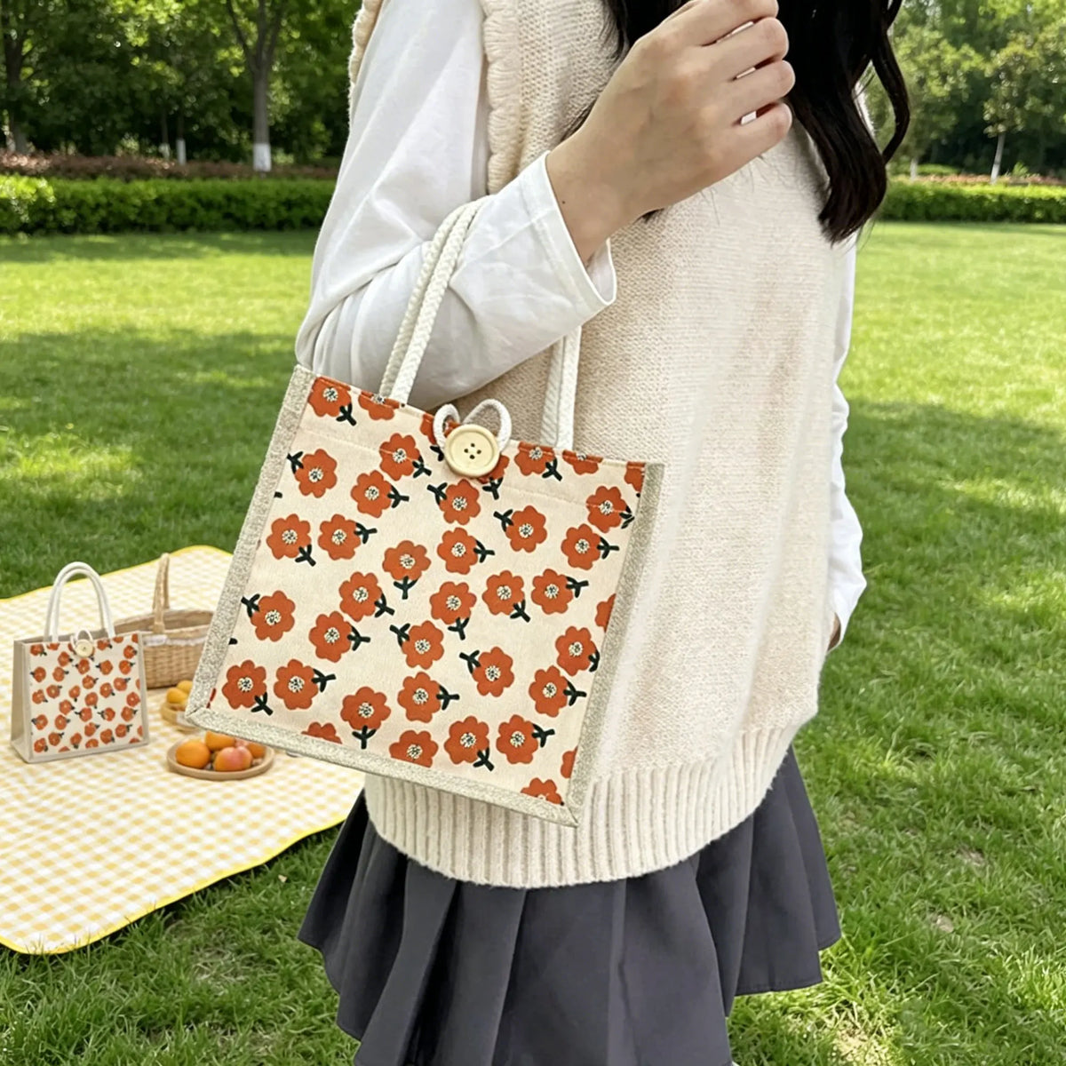 Mini Floral Linen Handbag | Boho Square Bag for Women | 6 Styles