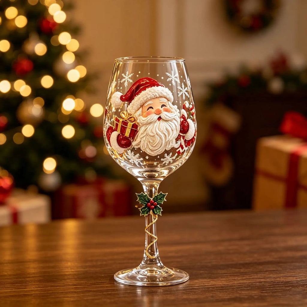 Merry & Bright Christmas Glass Goblets