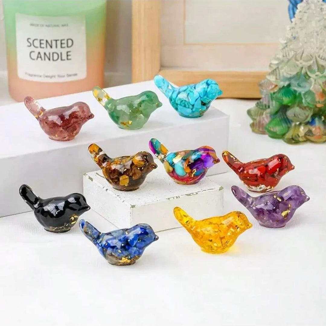 Crystal Bird Figurine — Gemstone-Inspired Resin Ornament for Home Décor & Gifting