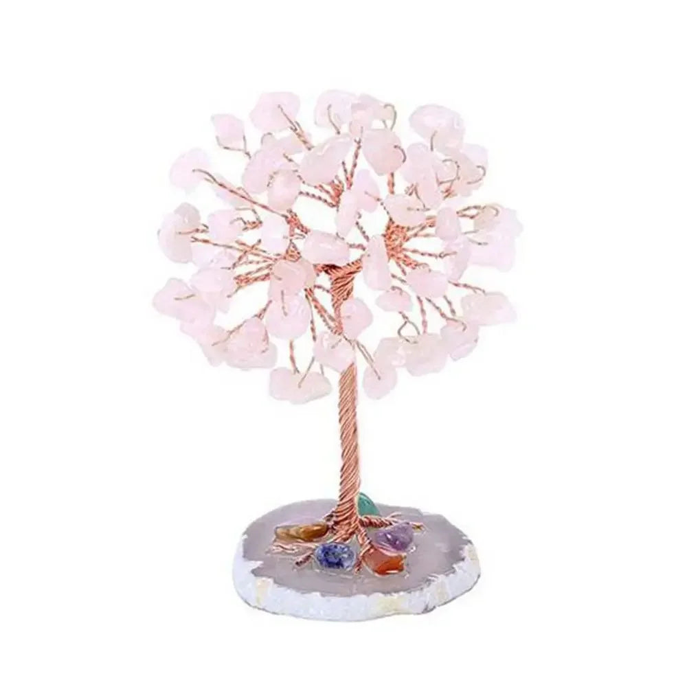 Crystal Money Tree — Feng Shui Gemstone Tree with Agate Slice Base
