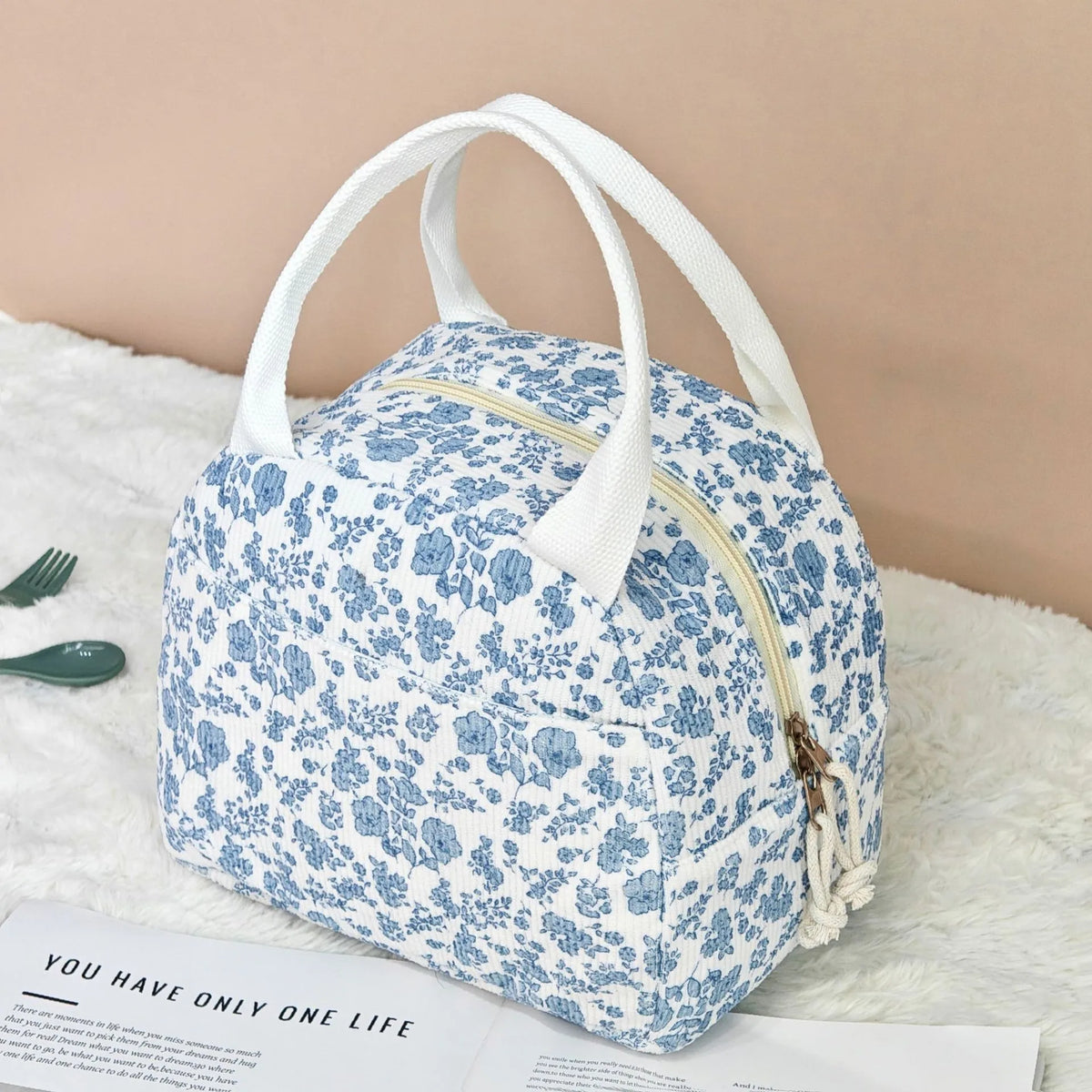 Quilted Floral Lunch Bag | Reusable Picnic & Travel Tote