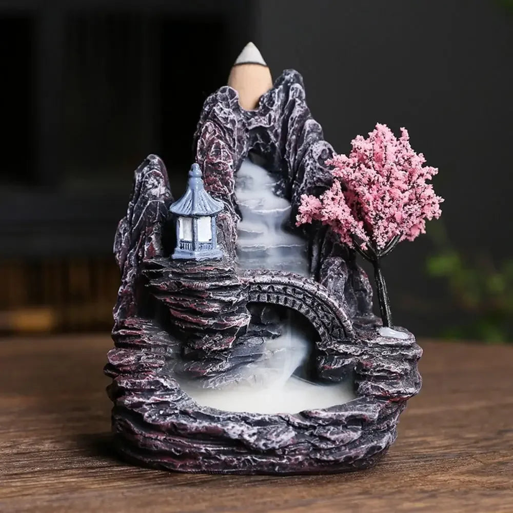 Waterfall Backflow Incense Burner – Resin Incense Holder for Home & Office