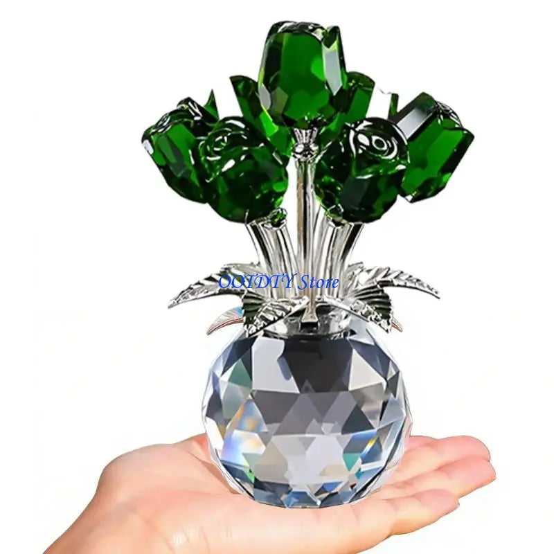 Handmade Crystal Rose Figurine — Elegant Flower Gift for Her