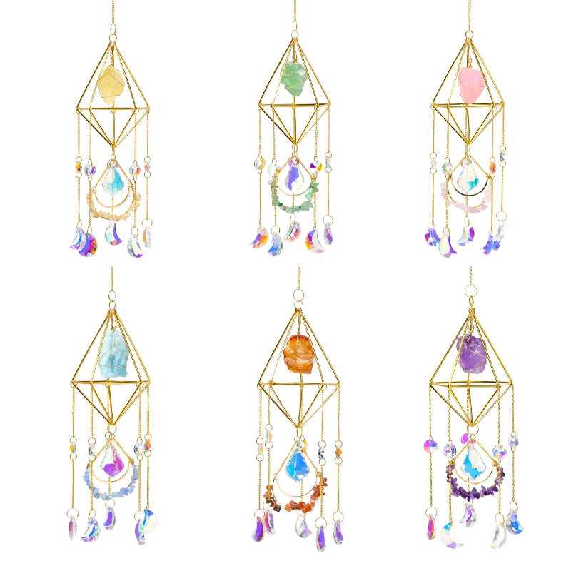Natural Raw Stone Crystal Suncatcher