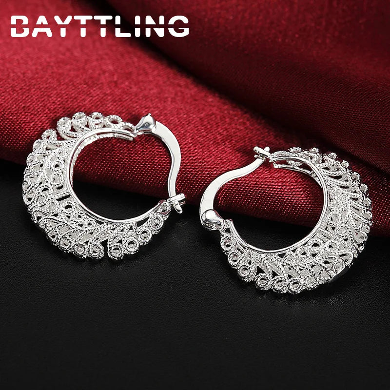 Hollow Round Hoop Earrings | Silver Style