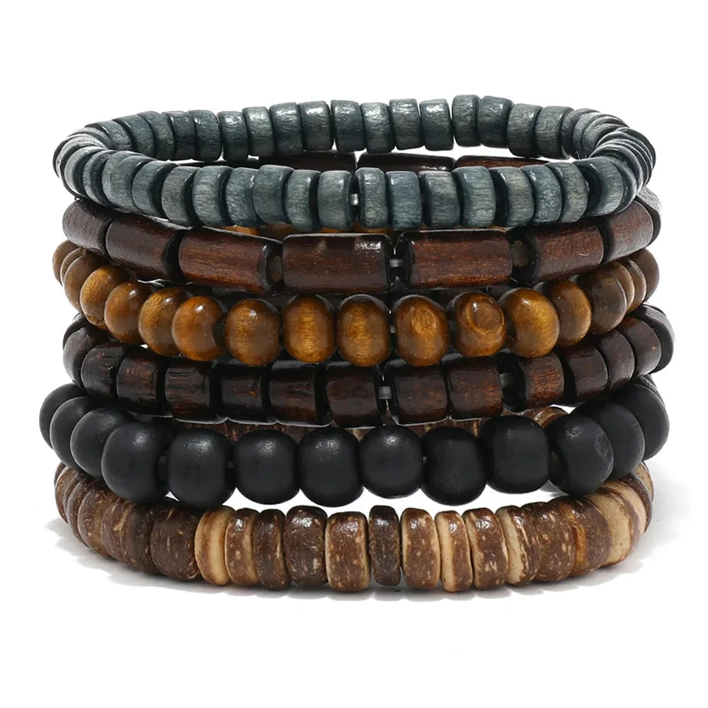 Vintage Multi-Layer Wooden Bead Bracelet | Boho Stacking Bracelet