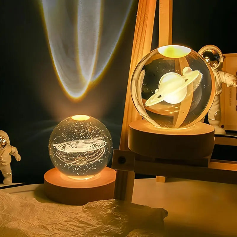 Engraved Glass Sphere LED Light | Zodiac & Whimsical Designs