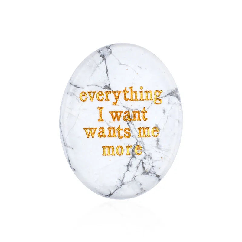 Crystal Worry Stone | Engraved Healing Stone for Meditation & Chakra Balance