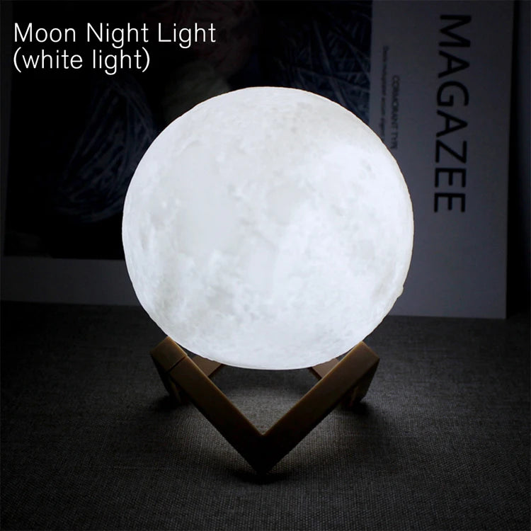 Moon Lamp LED Night Light with Stand — Starry Sky Bedroom Decor | Kids & Gift