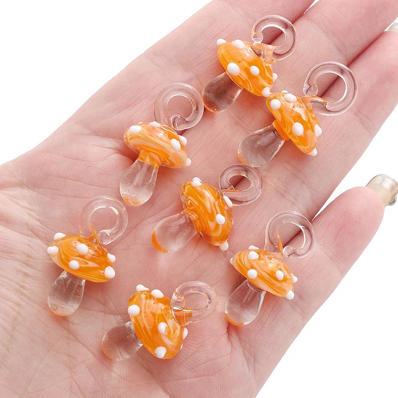 Lampwork Glass Mushroom Charm Bead – DIY Jewelry Pendant