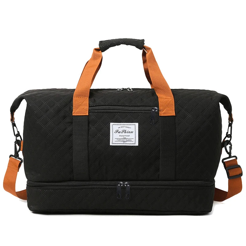 Quilted Travel Duffle Bag | 4 Colors | Wet & Dry Compartment