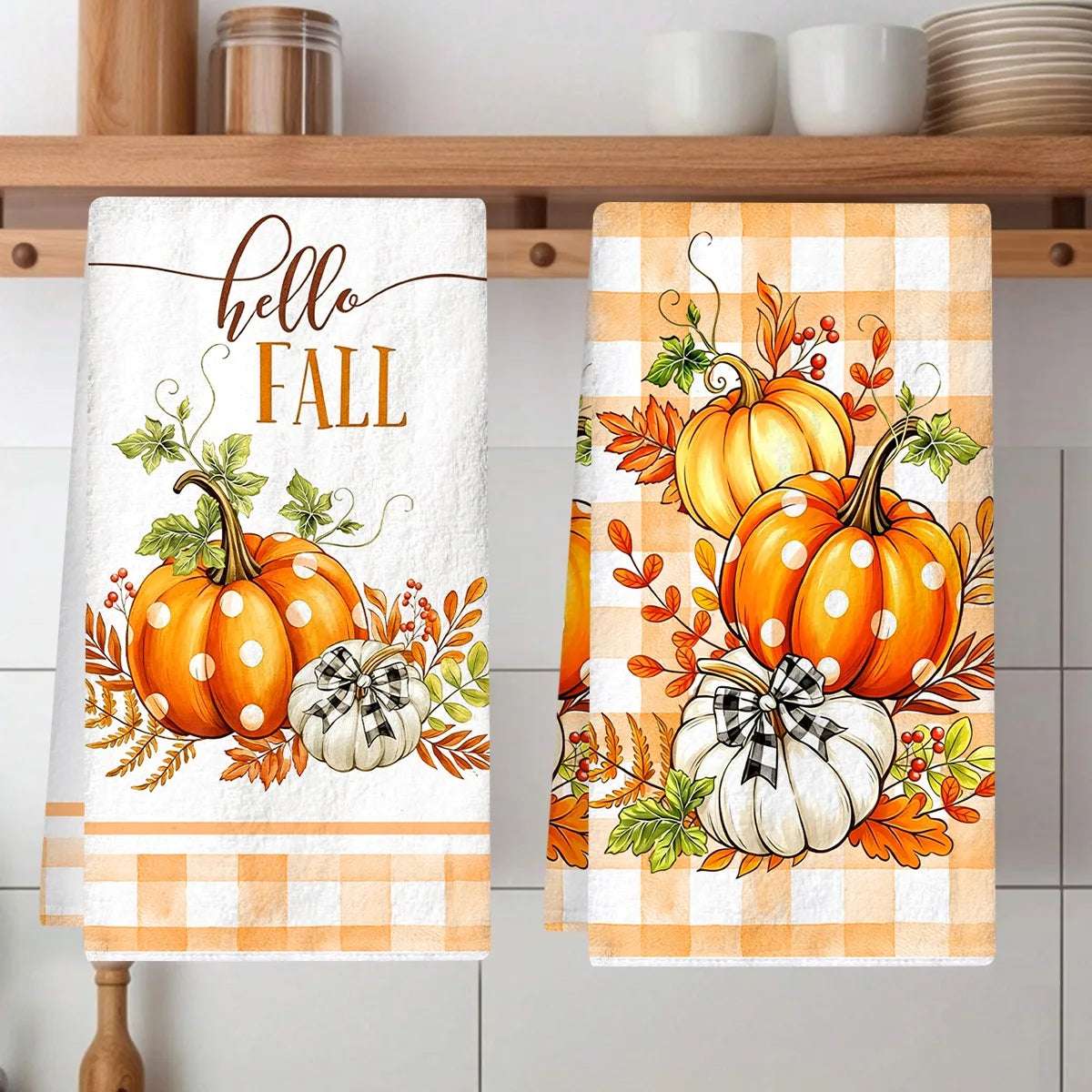 Halloween Hand Towels — Ghost, Boo & Pumpkin Printed Kitchen & Dish Towels (2-Pack)