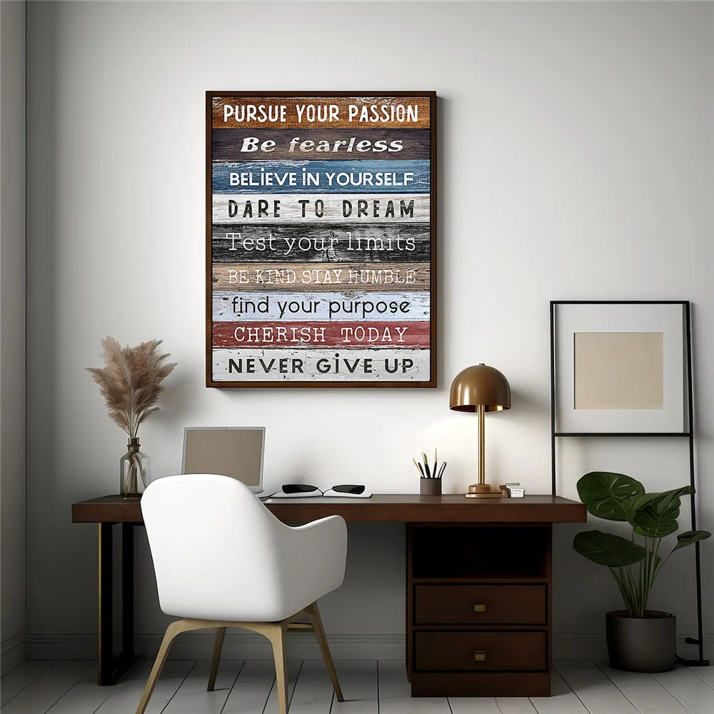 Never Give Up — Inspirational Abstract Canvas Wall Art
