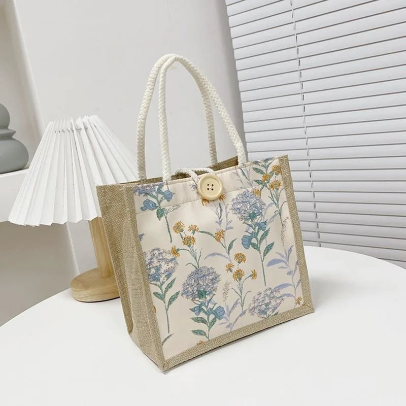 Mini Floral Linen Handbag | Boho Square Bag for Women | 6 Styles