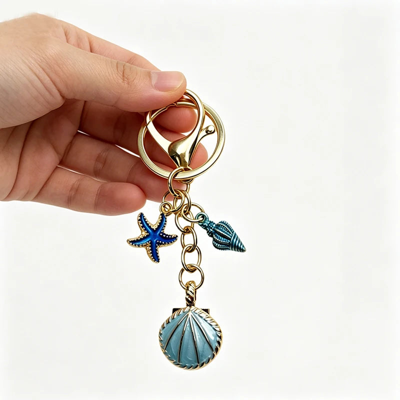 Boho Sea Star & Shell Pearl Bag Charm – Summer Handbag & Keychain Pendant