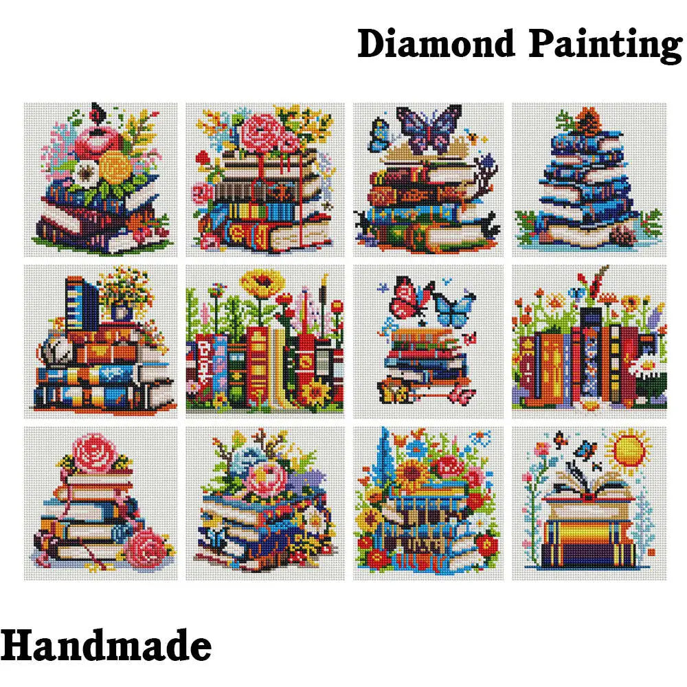 12-Piece Mini Diamond Painting Kit | Bookish Floral Set