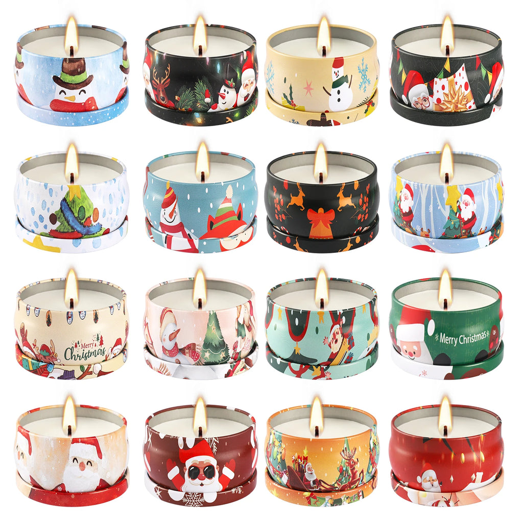 Christmas Tin Candle Gift Set | 16 Pieces