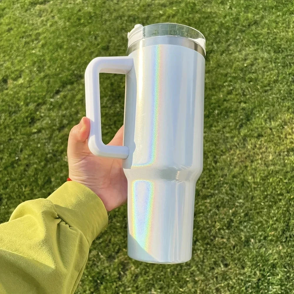 Iridescent Shimmer Tumbler with Handle & Straw | 40 oz