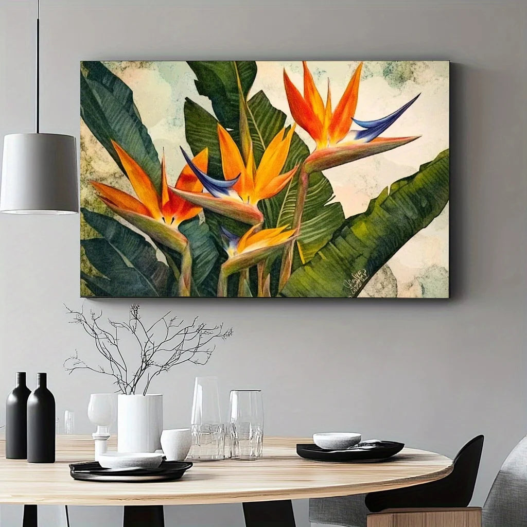 Tropical Orchid Wall Art — Boho Floral Canvas Print