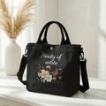 Floral Butterfly Tote Bag with Detachable Crossbody Strap