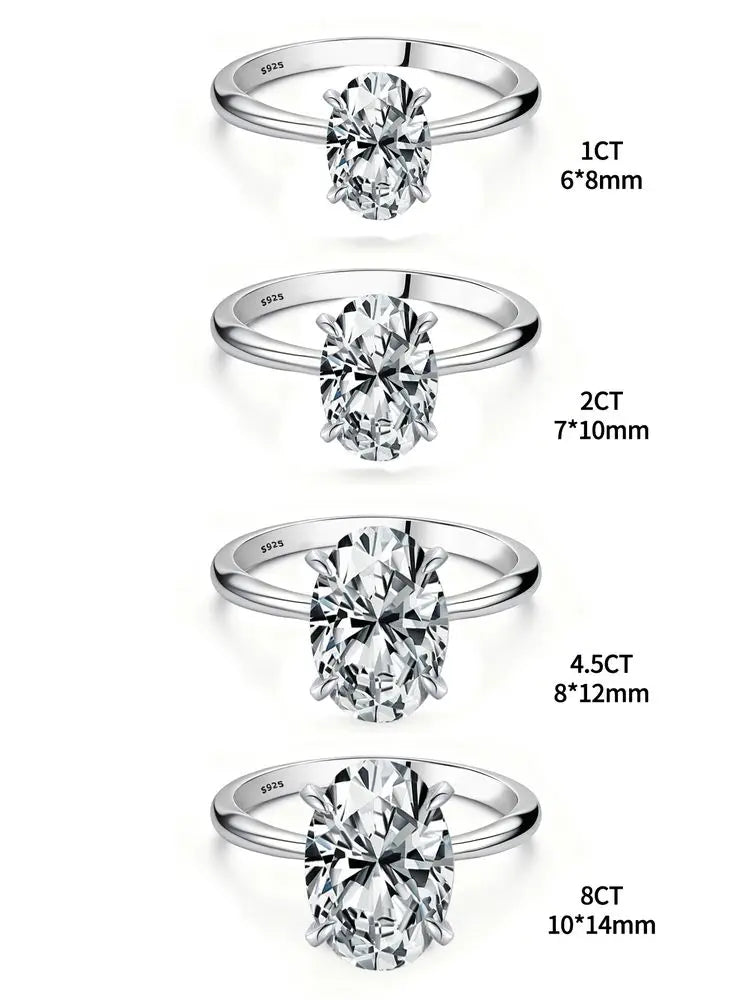 925 Sterling Silver Zircon Oval Ring