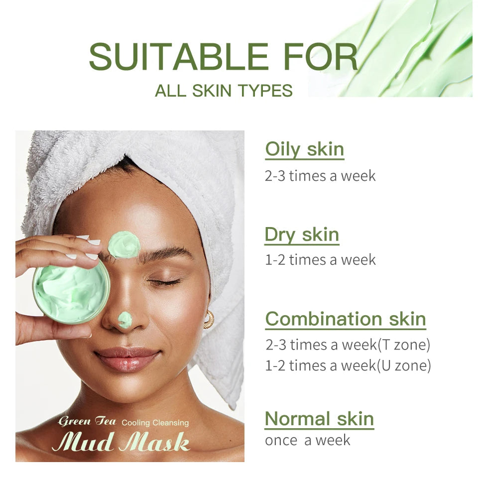 Green Tea Clay Mud Mask – 100g | Deep Cleansing & Pore Refining