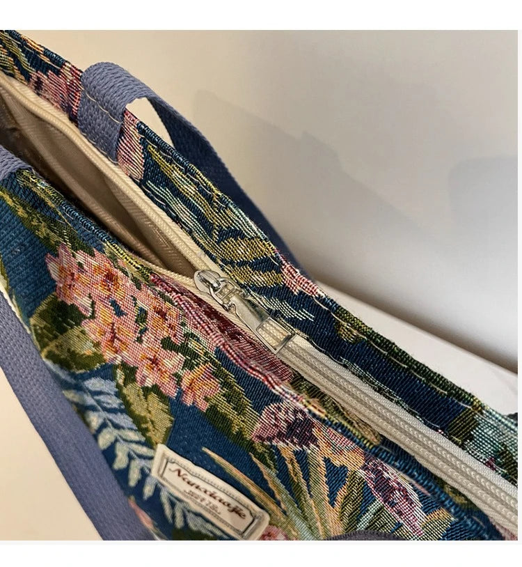 Floral Canvas Shoulder Tote | Four Colors & Two Sizes