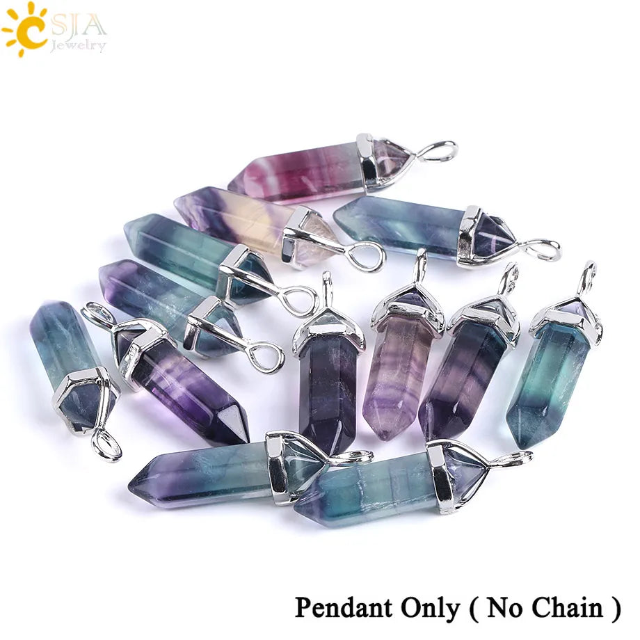 Fluorite Crystal Pillar Necklace