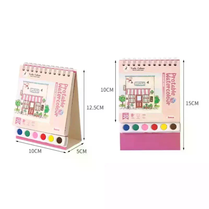 DIY Watercolor Painting Workbook Kit | 20 Sheets, 6 Pigments & Brush Included