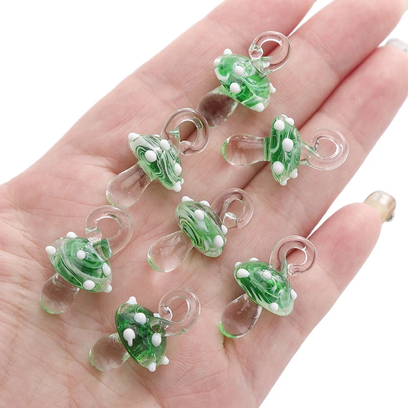 Lampwork Glass Mushroom Charm Bead – DIY Jewelry Pendant
