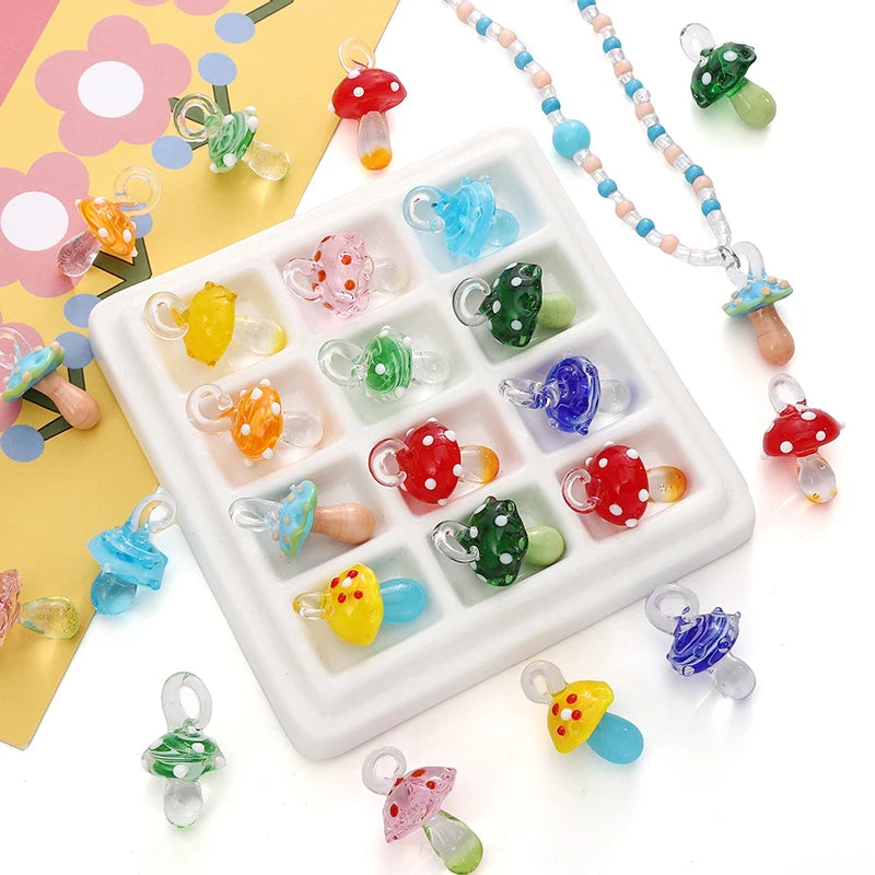 Lampwork Glass Mushroom Charm Bead – DIY Jewelry Pendant