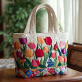 Quilted-Look Canvas Tote Bag | Floral & Animal Designs