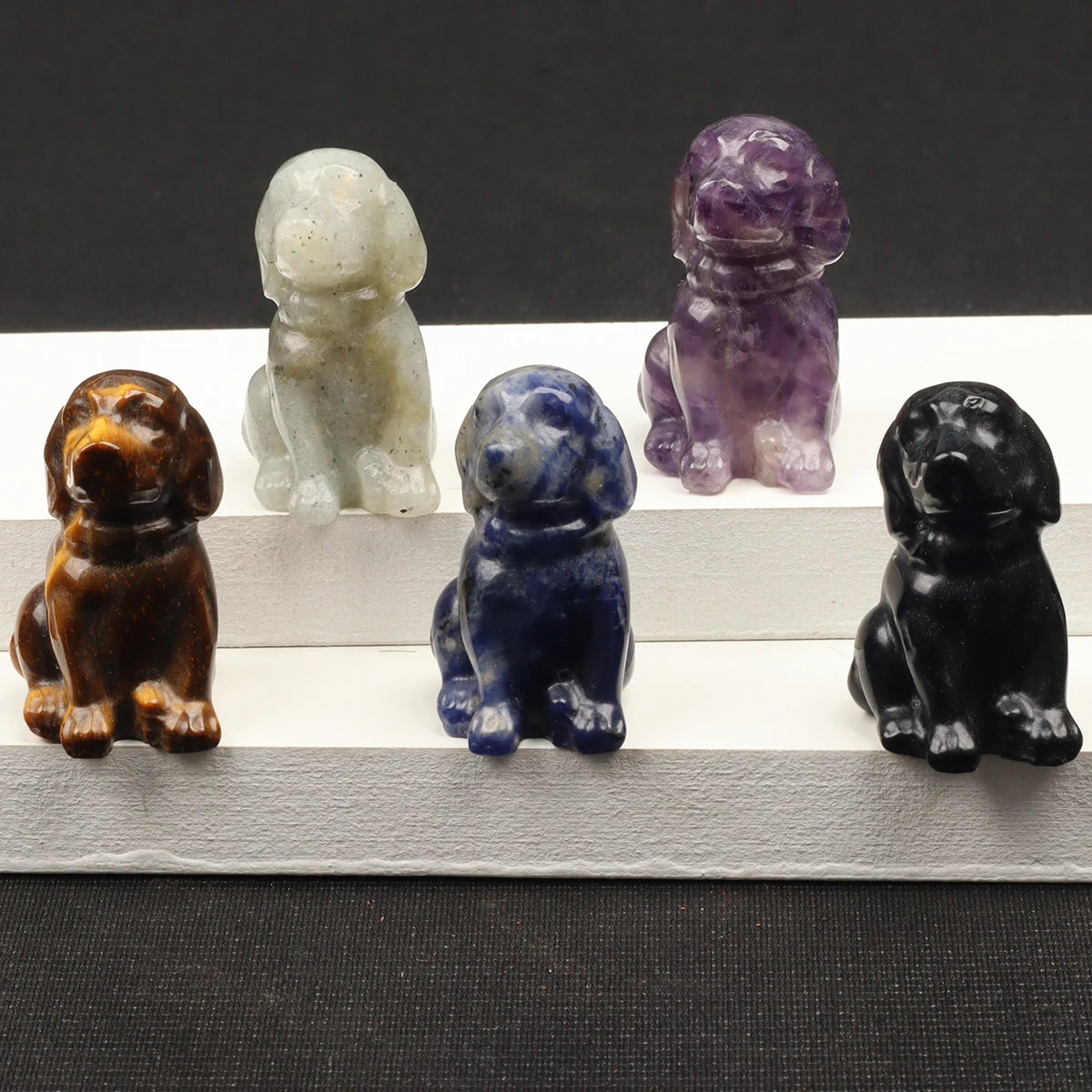 Mini Sitting Puppy Figurine | Stone & Opalite Options