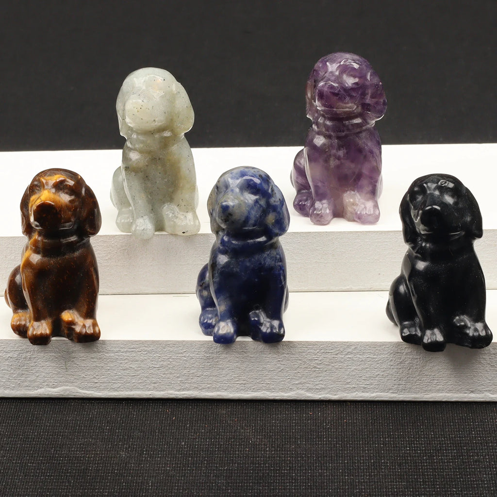 Mini Sitting Puppy Figurine | Stone & Opalite Options