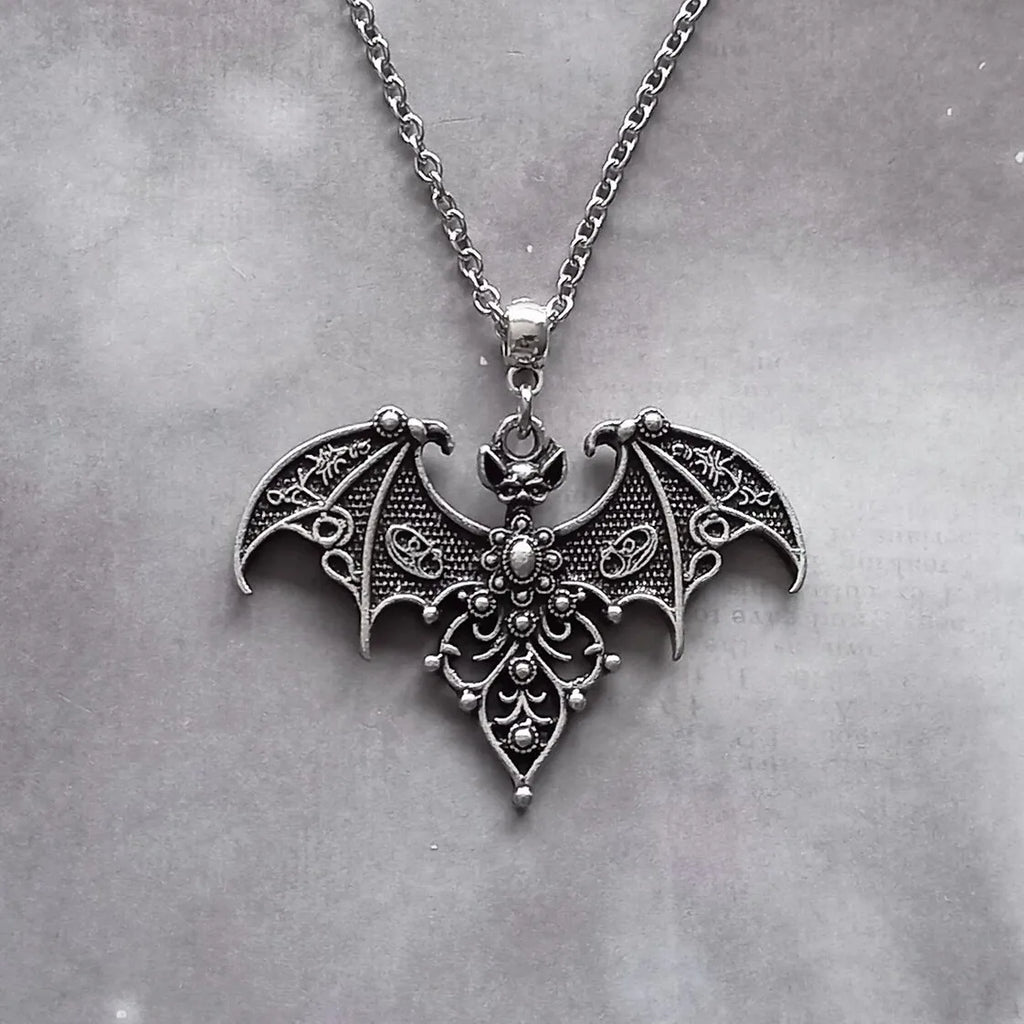 Vampire Bat Necklace | Gothic Bat Charm Choker | Halloween Witch Jewelry Gift