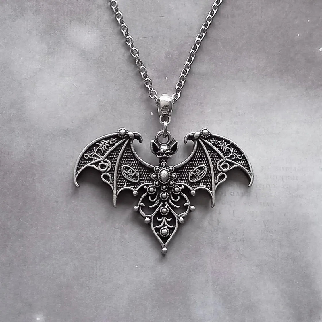 Vampire Bat Necklace | Gothic Bat Charm Choker | Halloween Witch Jewelry Gift