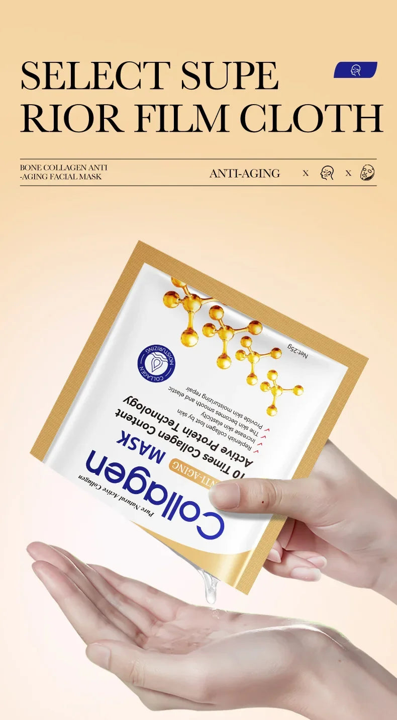 Collagen Anti-Wrinkle Face Sheet Mask – 10pcs | Moisturizing & Brightening