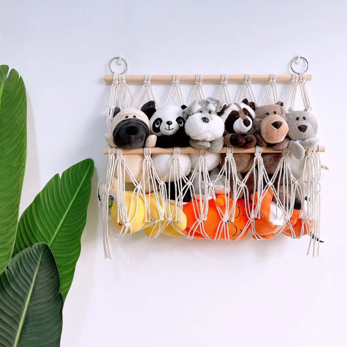 Boho Handwoven Storage Hammock | Wall-Mounted Stuffed Animal & Toy Organizer