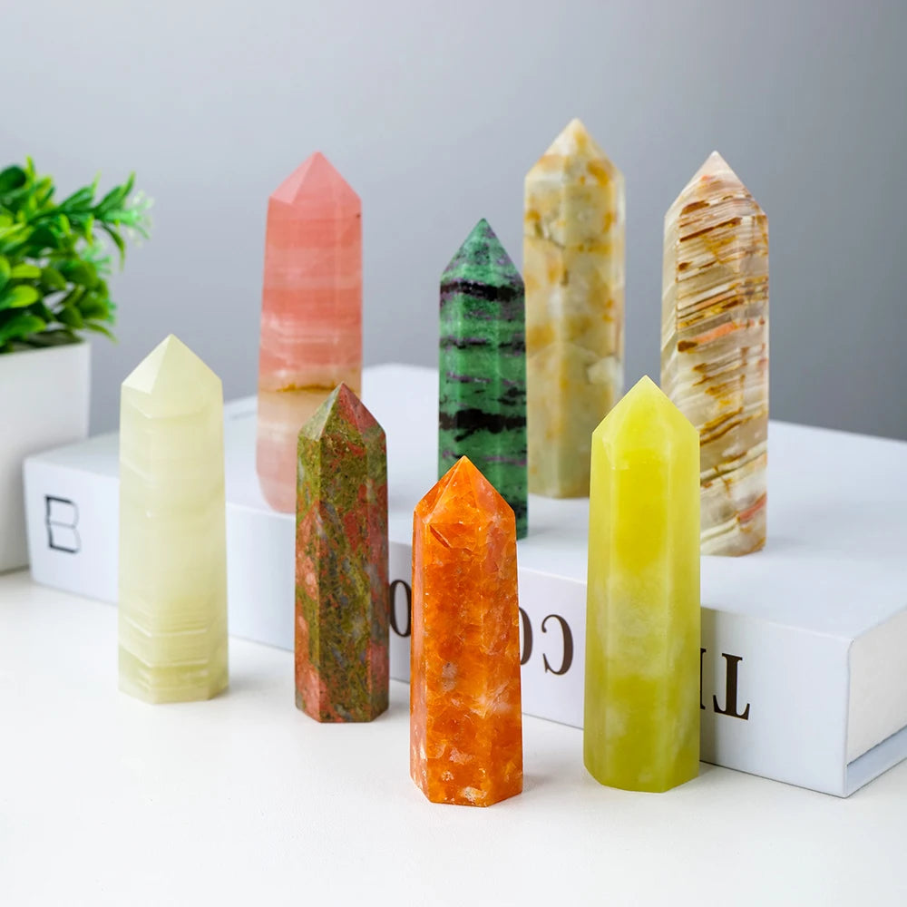 Natural Crystal Tower Wand — Choose Your Stone | Reiki Healing Point for Home Decor & Meditation