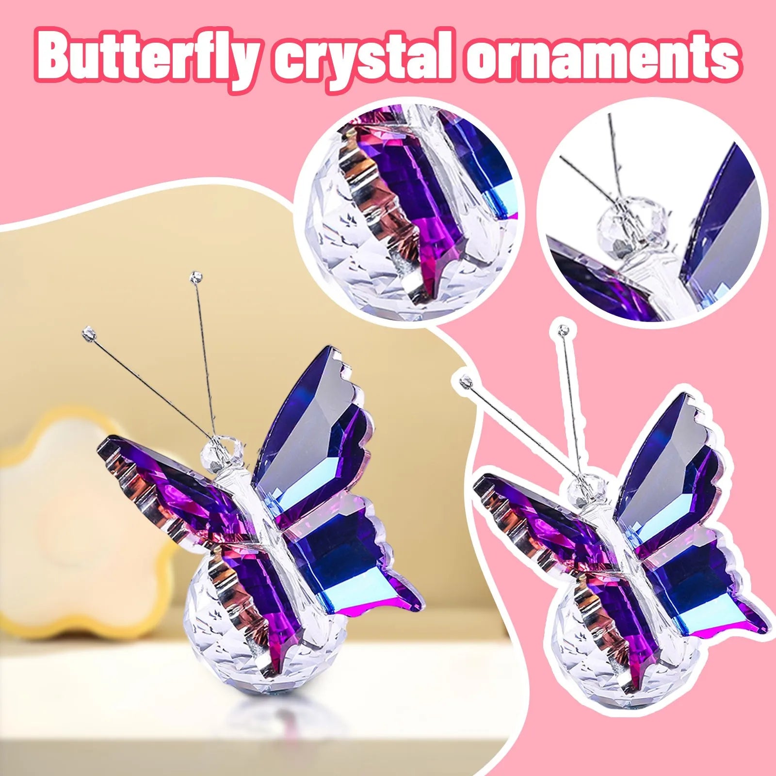Crystal Cut Butterfly Ornament — Glass Figurine Desk & Home Décor