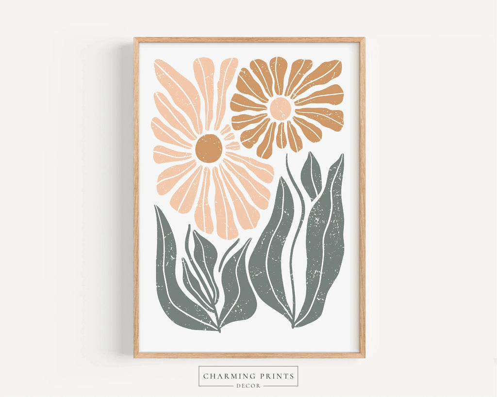 Boho Abstract Floral Canvas Wall Art Set | Neutral Botanical Prints for Living Room & Bedroom