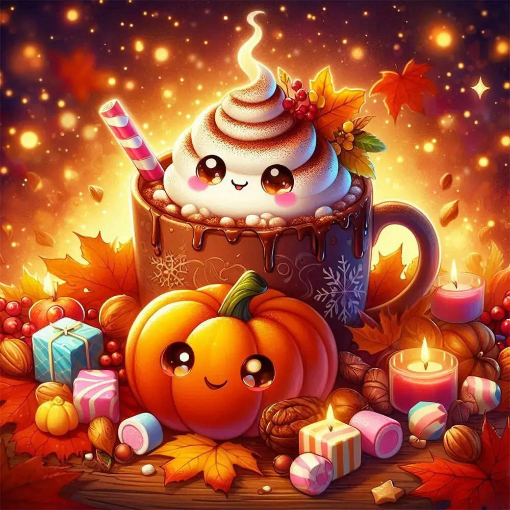 Pumpkin Cup Diamond Painting Kit | Autumn DIY