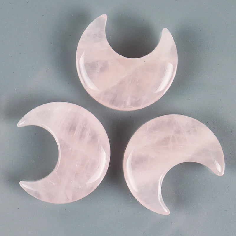 Natural Crystal Moon Ornament | Hand-Carved Healing Stone · 9 Varieties
