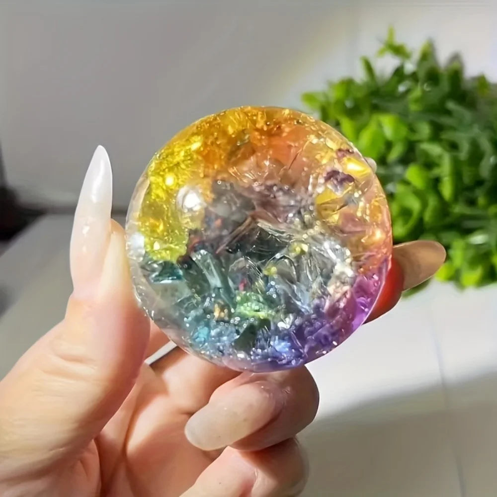 Ice Crack Crystal Ball | Colorful Glass Sphere for Home Décor & Fortune Telling