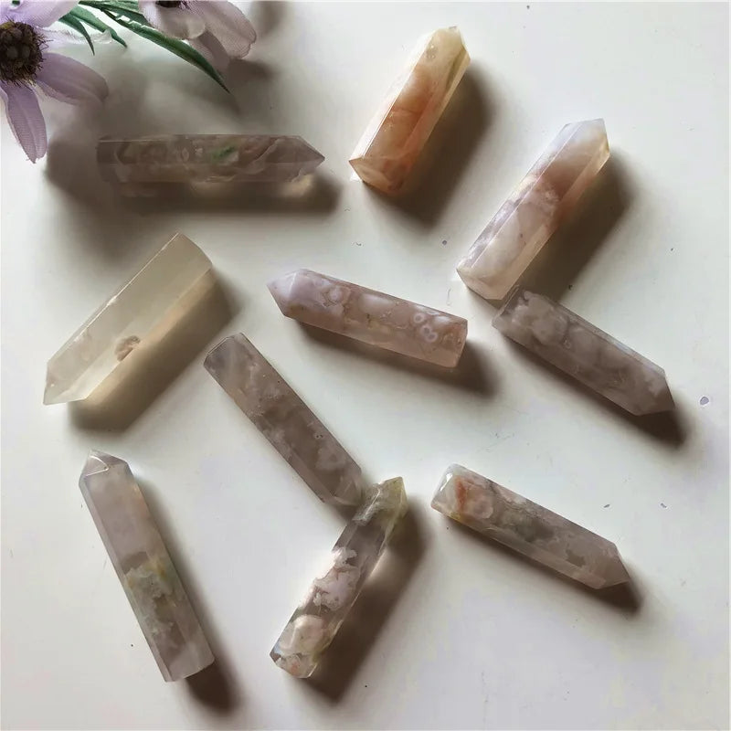 Cherry Agate Crystal Tower — Natural Pink Sakura Quartz Point