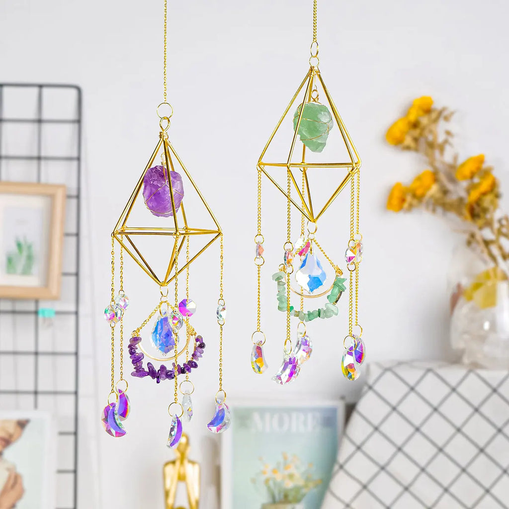 Natural Raw Stone Crystal Suncatcher